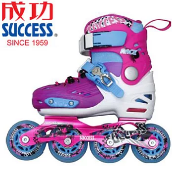 成功S0410平花伸縮溜冰鞋組M號粉紅色(含頭盔、護具、背袋)
