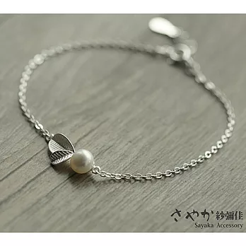 【Sayaka紗彌佳】純銀小清新風格葉子珍珠手鍊