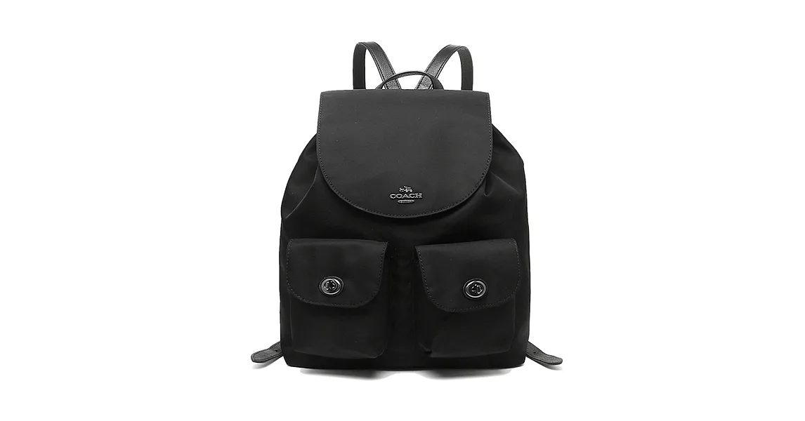 COACH 簡約翻蓋尼龍束口後背包 (現貨+預購)黑色