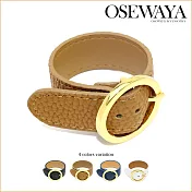 【日本Osewayaお世話や】日本製-手錶造型金屬皮革手環 -BROWN棕
