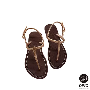 QWQ夾拖的創意(女) -璀璨面鑽涼鞋-咖啡色EU35咖啡色