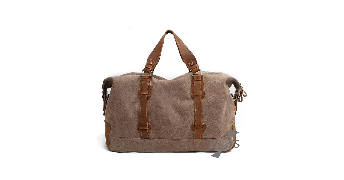【Zoe’s】日系帆布休閒旅遊波士頓包(時尚棕)