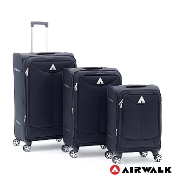 AIRWALK LUGGAGE - 尊爵系列黑色的驕傲 布面拉鍊20+24+28吋三件組行李箱 -傲人黑