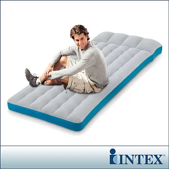 【INTEX】單人野營充氣床墊/露營睡墊-寬72cm (灰藍色)(67998)