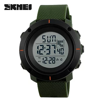 SKMEI 時刻美 1213 文青低調菱格壓紋錶帶防水電子錶- 綠帶