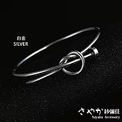 【Sayaka紗彌佳】永生結 金屬寬版手環 -白金