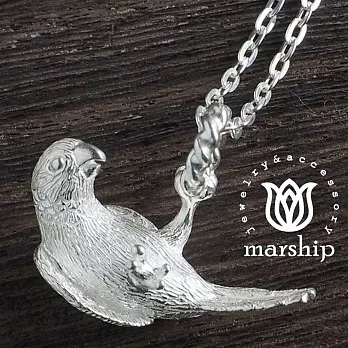日本銀飾品牌 Marship 鸚鵡項鍊 單腳垂墜款 925純銀 Scale parakeet 亮銀款亮銀