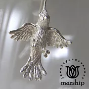 日本銀飾品牌 Marship 鸚鵡耳環 展翅飛翔款 925純銀 亮銀款 針式耳環亮銀 (單支販售)亮銀