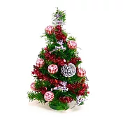 台灣製迷你1呎/1尺(30cm)裝飾綠色聖誕樹（銀松果糖果球色系)YS-GT10003銀松果糖果球色系
