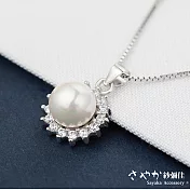 【Sayaka紗彌佳】925純銀 優雅珍珠秘境 鑲鑽項鍊