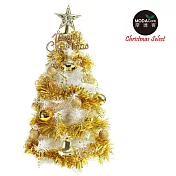 【摩達客】台灣製夢幻2尺/2呎(60cm)經典白色聖誕樹(金色系)無