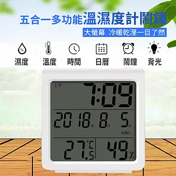 【RITERS】多功能溫/濕度計時鐘(RT-S8)白