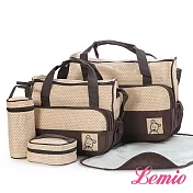 【Lemio】五件套組多功能戶外郊遊媽咪包(時尚棕)