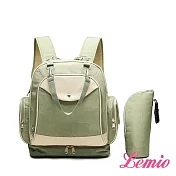 【Lemio】多功能多收納雙肩環保戶外媽咪包(抹綠)