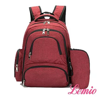 【Lemio】多功能多收納雙肩環保防潑水媽咪包(熱情紅)