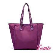 【Lemio】韓流時尚編織單肩防潑水牛津布包(魅力紫)