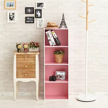 【H&R安室家】玩色木質四層櫃/書櫃-BCF33粉色