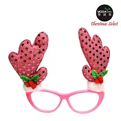 【摩達客】聖誕派對造型眼鏡-粉紅鹿角