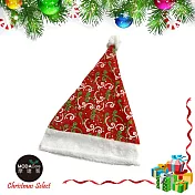 【摩達客】耶誕派對-白綠花紋紅色聖誕帽