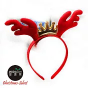 【摩達客】聖誕派對-紅金皇冠鹿角髮箍頭飾