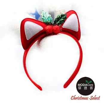 【摩達客】聖誕派對-聖誕紅貓耳髮箍