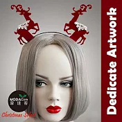 【摩達客】質感蕾絲聖誕麋鹿造型髮箍