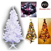 【摩達客】台灣製4呎/4尺(120cm)豪華版夢幻白色聖誕樹 (+飾品組+LED100燈一串)(可選色)粉紅白光飾品紫金系