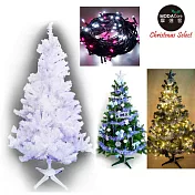 【摩達客】台灣製4呎/4尺(120cm)豪華版夢幻白色聖誕樹 (+飾品組+LED100燈一串)(可選色)粉紅白光飾品藍銀系