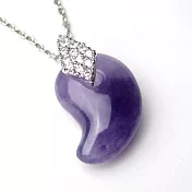 【LuckyPlus】天然紫水晶勾玉短版項鍊(約45cm)