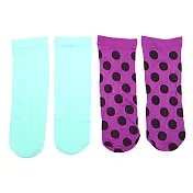 【摩達客】瑞典進口【Happy Socks】紫黑圓點+青綠短襪兩對組