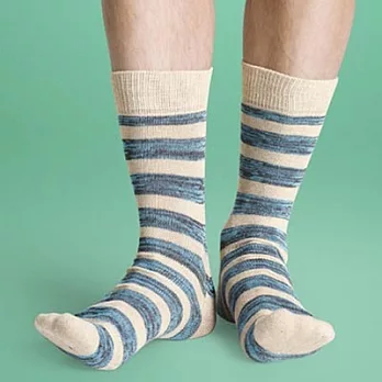 『摩達客』瑞典進口【Happy Socks】白藍灰橫紋中統襪41-46