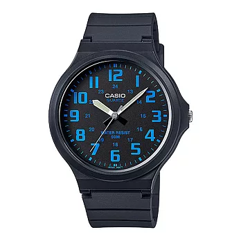 CASIO 卡西歐 MW-240 輕巧休閒生活簡約數字指針錶- 黑面藍字2B