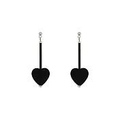 Snatch 一段穩定的愛情關係愛心燈管手作耳環 - 黑 / Stable Relationship Heart Earrings - Black