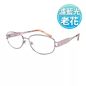 【KEL MODE 老花眼鏡】台灣製造 濾藍光質感金屬眼鏡#399玫瑰粉-100度