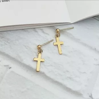 【DoriAN】 十字架925純銀鍍18K金耳環-金色