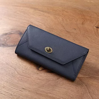 【Solomon皮件】個性簡約信封長夾 皮包皮夾錢包 禮物-藍