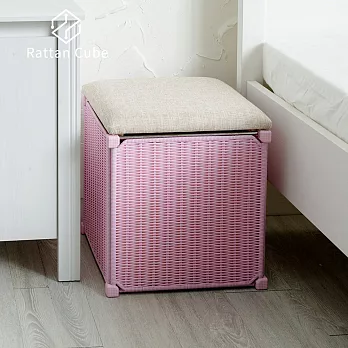 【藤立方】組合收納椅凳-DIY 粉紅色