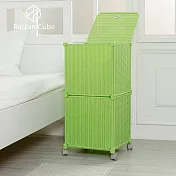 【藤立方】組合移動式洗衣籃 (附輪)-DIY 綠色