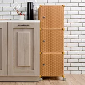 【藤立方】組合3格收納置物櫃(3門板+附輪)-DIY 蜂蜜色