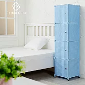 【藤立方】組合4格收納置物櫃(4門板+調整腳墊)-DIY 粉藍色