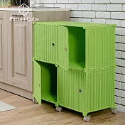 【藤立方】組合2層4格收納置物櫃(4門板+附輪)-DIY 綠色