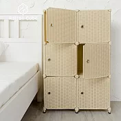 【藤立方】組合3層6格收納置物櫃(6門板+調整腳墊)-DIY 自然色