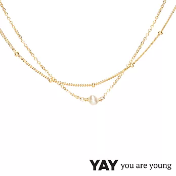 YAY You Are Young 法國品牌 Stella 珍珠項鍊 金色