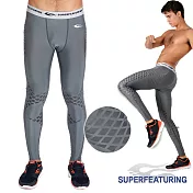【SUPERFEATURING】專業跑步 三鐵 Training運動壓縮緊身褲XL(灰色)