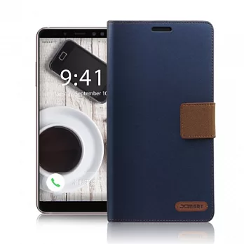 Xmar tSAMSUNG Galaxy A8 2018版 時尚浪漫風支架皮套個性藍