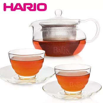 【日本 HARIO】茶茶急須丸形茶壺禮盒組(1濾壺+2杯+2盤)