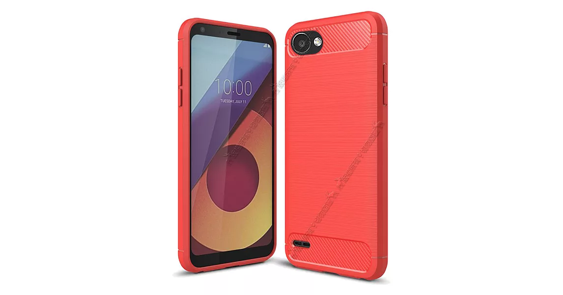VXTRA LG Q6 防震時尚拉絲紋 軟性手機殼驚艷紅