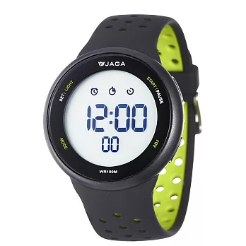 JAGA(捷卡)科技時尚運動型電子錶-M1185-AF1(黑綠白)