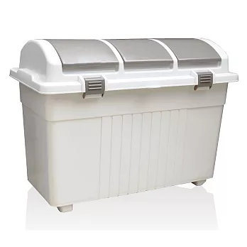 日本RISU｜GREEN 三分類環保多功能收納垃圾桶 100L 白色