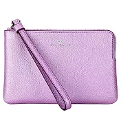 COACH 素面皮革Ｌ型拉鍊手拿包-手拿包－金屬粉紫（現貨＋預購）金屬粉紫